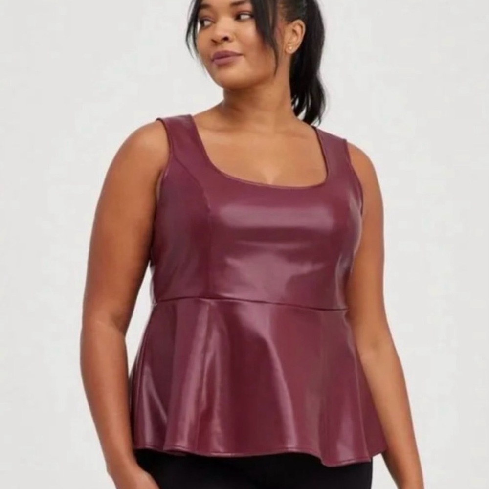 Torrid dark red pleather pendulum shirt. Size 2